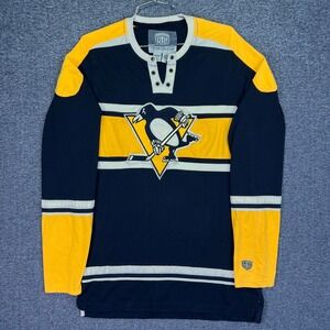 Old Time Hockey Pittsburgh Penguins Shirt Mens M Black Yellow Jersey Style NHL